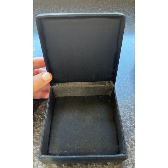 Vtg Handmade Zebra Petit Pointe Black Satin Trinket Box Attached Lid 3 1/2" - Picture 5 of 8